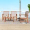 Costway 4 PCS Outdoor Furniture Set with Soft Seat Cushions Stable Acacia Wood Frame White/Navy/Gray